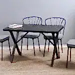 EFE SİYAH MERMER MASA + 4 SANDALYE